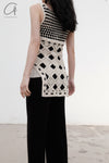 SWAYING/KNIT Embroidered Crochet Vest with Bandeau White/Black SW22SST57